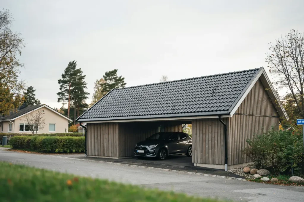 pappl ggning av pulpettak p carport i landvetter h rryda